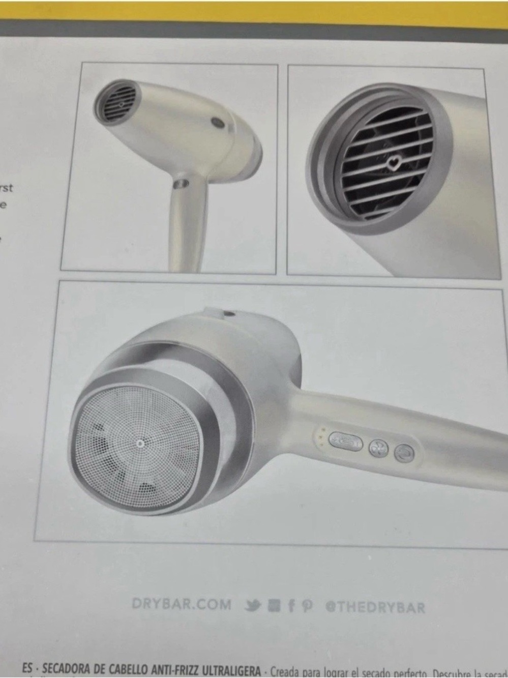 Drybar 1875 Watt Reserve Ultralight Anti-Frizz Blow Dryer White NEW - Picture 7 of 9